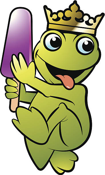 счастливый лягушка с ледяной popsicle - frog animal tongue animal eating stock illustrations
