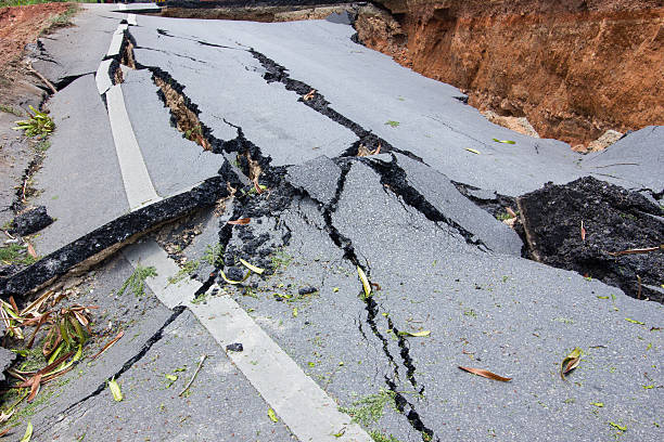 istock broken road by an earthquake in Chiang Rai, thailand 491452897