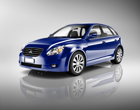 Three-Dimensional Shape Blue Sedan Studio Shot