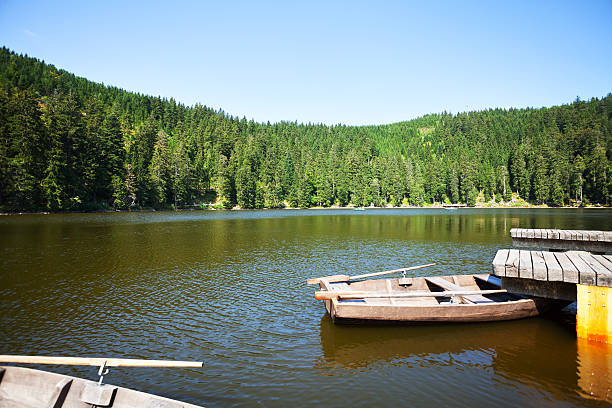 Roaboats at pier in lake Mummelsee