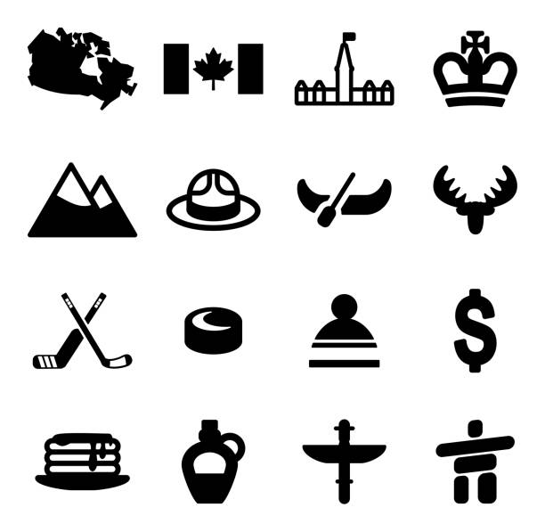 ilustrações, clipart, desenhos animados e ícones de ícones do canadá - canadian icon