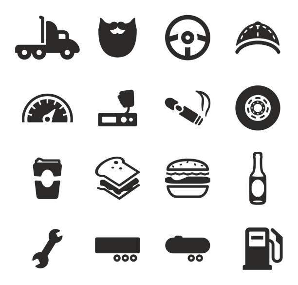 Truck Driver Icons This image is a vector illustration and can be scaled to any size without loss of resolution. radio silhouettes stock illustrations