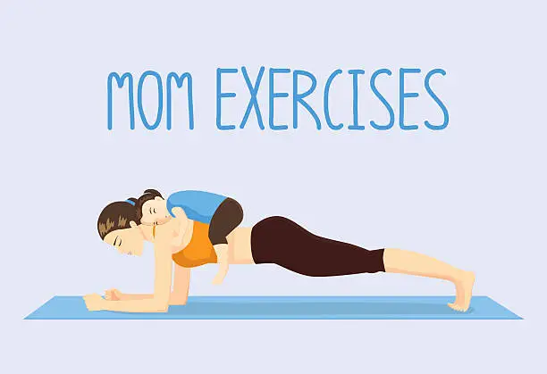 Vector illustration of Healthy Mom Exercise