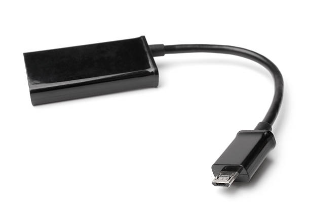 tasca ad alta definizione link (mhl) adattatore micro usb a hdmi - usb wire foto e immagini stock