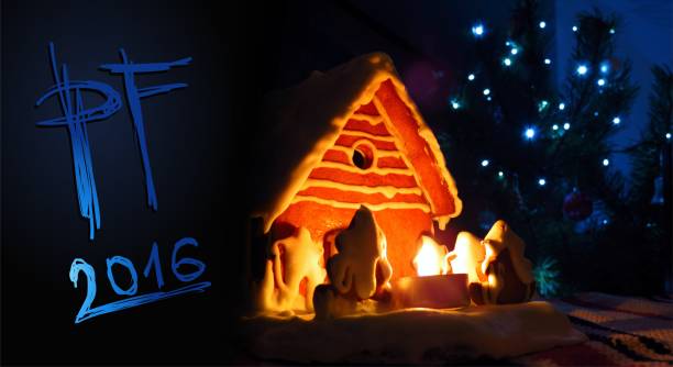 istock PF 2016 Christmas gingerbread house, new year card, blue style 491469202