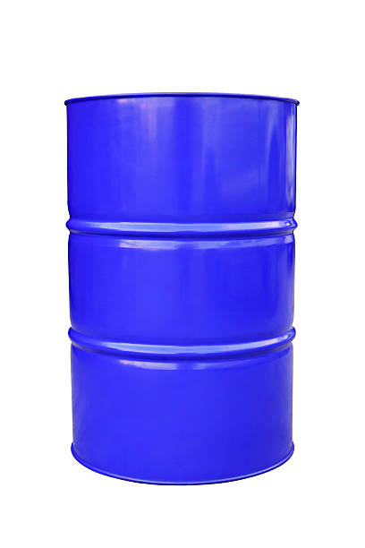 istock Blue metal barrel isolated on white. 491470492