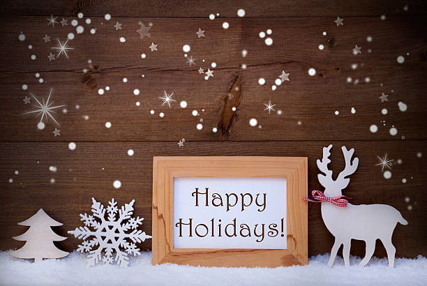 istock White Decoration On Snow, Happy Holidays, Sparkling Stars 491471704