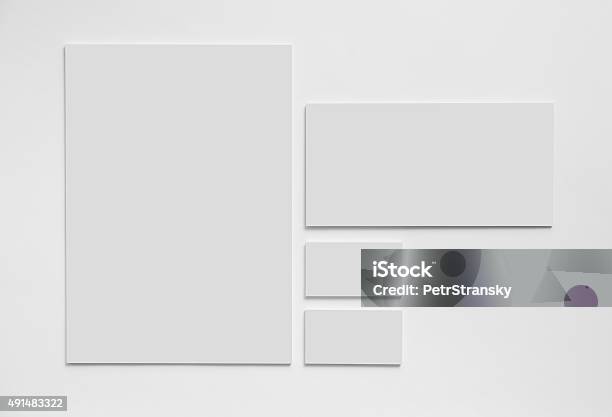 Gray Simple Stationery Mockup Template On White Background Stock Photo - Download Image Now