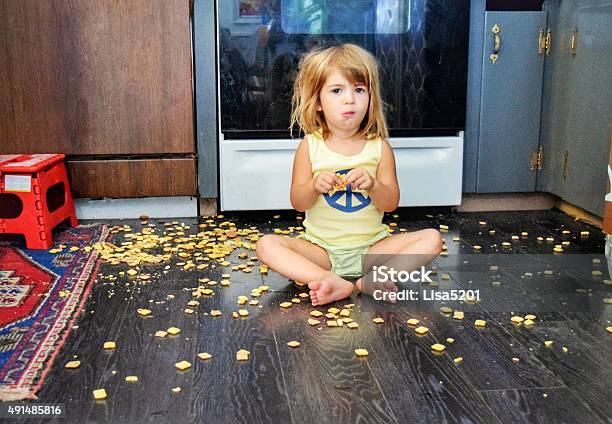 What I Got My Own Snack Stock Photo - Download Image Now - Child, Messy, Chaos