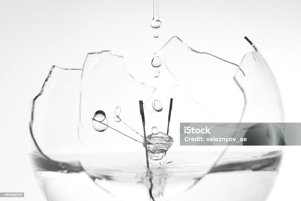 The water in the broken electric lamp 2015 Stock Photo