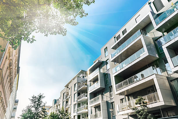 istock cubic modern residential houses in summer berlin 491486748