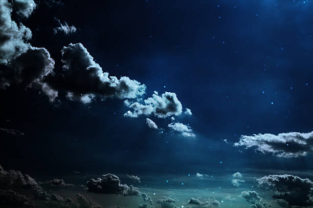 istock Night sky with stars and full moon background 491499596