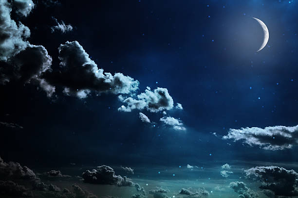 istock Night sky with stars and full moon background 491499610