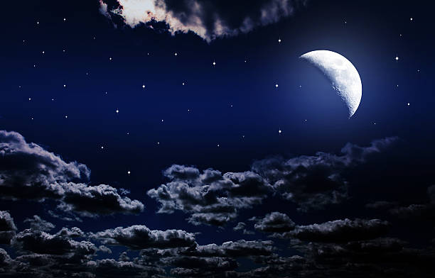 istock Night sky with stars and full moon background 491499702