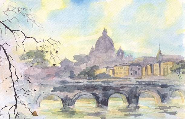 istock Rome. Cathedral of St. Peter. Painting. Watercolor 491500680
