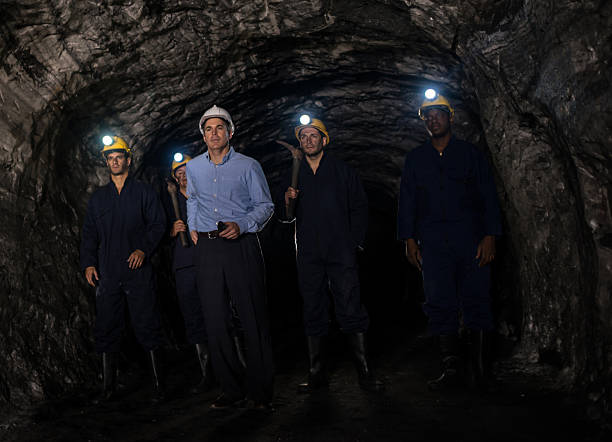 istock Group of miners at the mine with an engineer 491515430