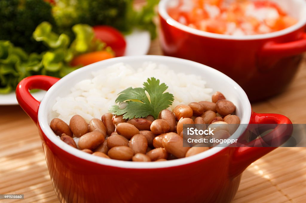 Rice and beans Typical dish of Brazil, rice and beans Rice - Food Staple Stock Photo