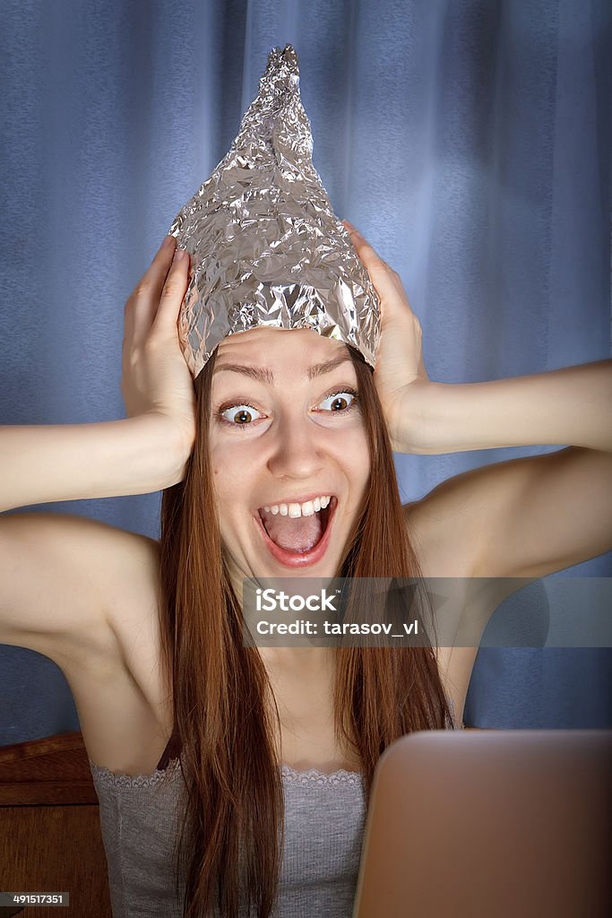tinfoil hat against mass media Adult Stock Photo