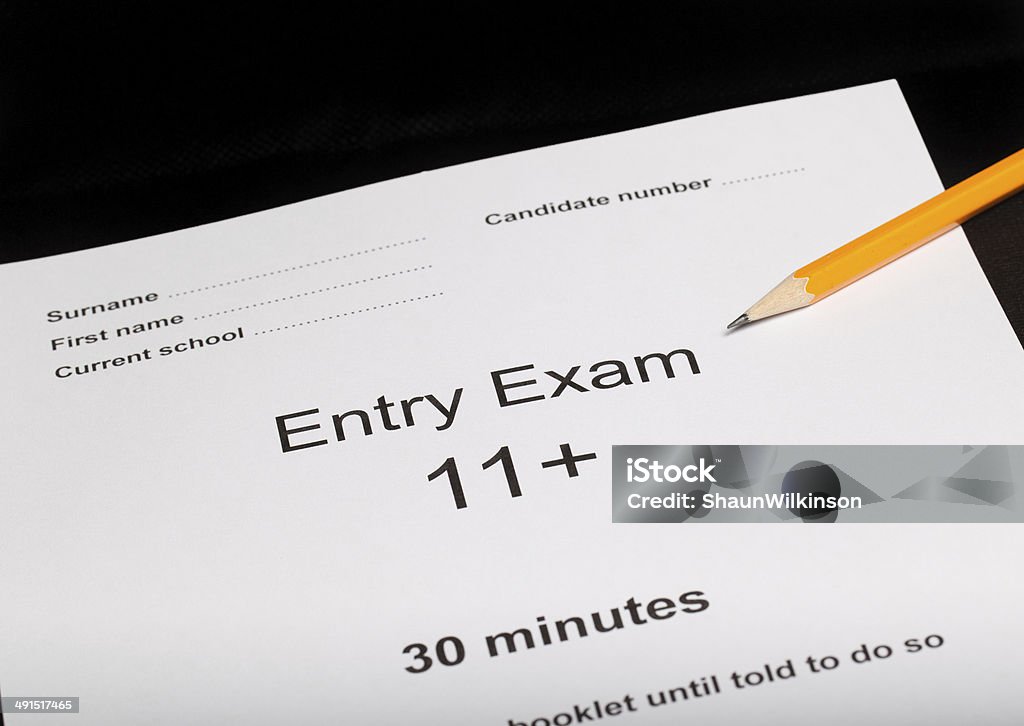 Entrance exam paper Entrance exam paper for an exam Educational Exam Stock Photo