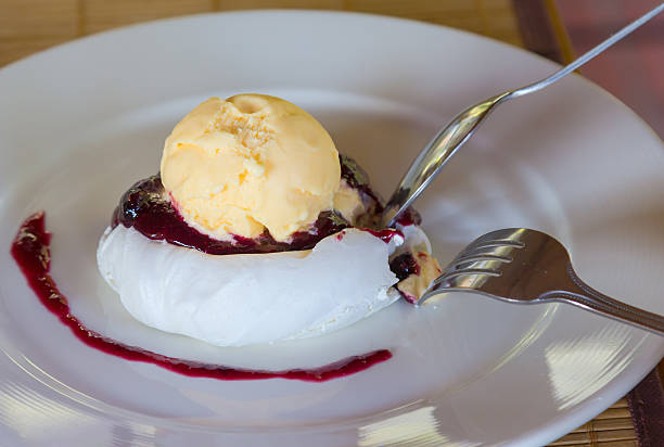 istock Eating dessert ice cream vanilla with jam 491518357