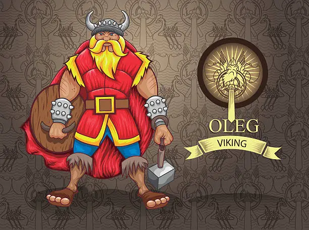 Vector illustration of Oleg-character-Viking