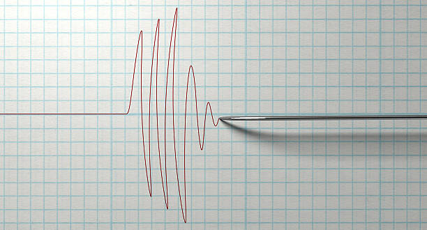 거짓말 탐지 니들 및 그림이요 - seismograph seismic earthquake quake 뉴스 사진 이미지