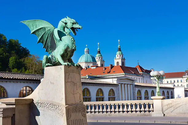 Photo of Dragon bridge, Ljubljana, Slovenia, Europe.