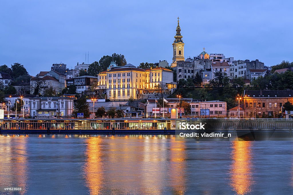 Belgrade Panorama of Belgrade at night with river Sava Belgrade - Serbia Stock Photo