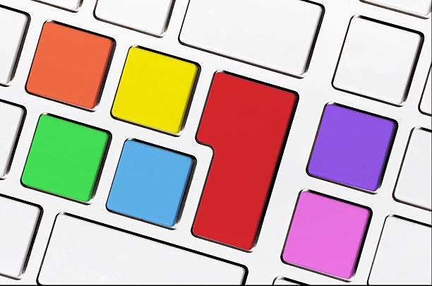 istock Colorful keypad with colorful buttons on white keyboard 491523969