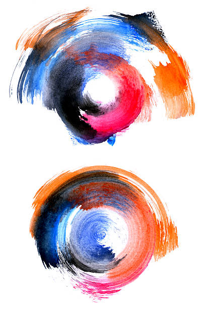 Set of colorful circular watercolor shapes stock photo