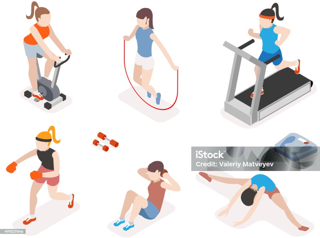 Fitness Women In Gym Gymnastics Workout And Yoga Exercises 3d Stock  Illustration - Download Image Now - iStock