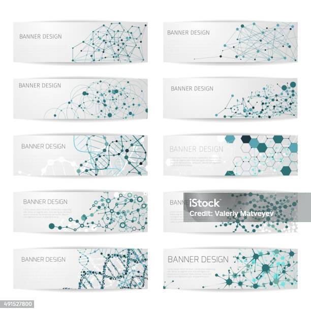 Ilustración de Estructura Molecular Y Adn Vector Banners y más Vectores Libres de Derechos de Estructura molecular - Estructura molecular, ADN, Teléfono móvil