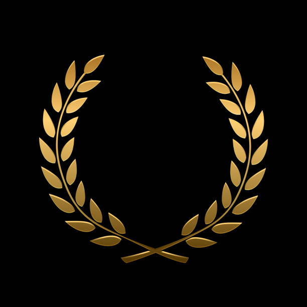 Vector gold award laurel wreath Vector gold award laurel wreath. Winner label, leaf symbol victory, triumph and success illustration gold metal silhouettes stock illustrations