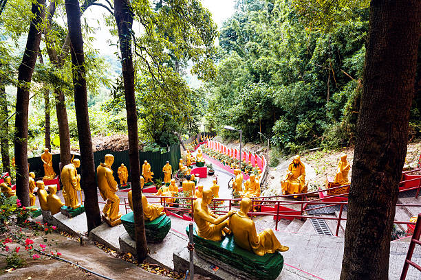 buddhas, десять тысяч buddhas монастырь, sha tin, гонконг, китай - sha tin стоковые фото и изображения