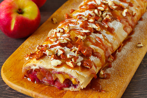 Apple strudel stock photo