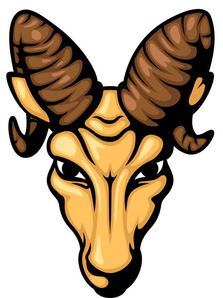 怒り ram ヘッドのマスコットイラストレーション - goat shaggy animal mammal点のイラスト素材／クリップアート素材／マンガ素材／アイコン素材