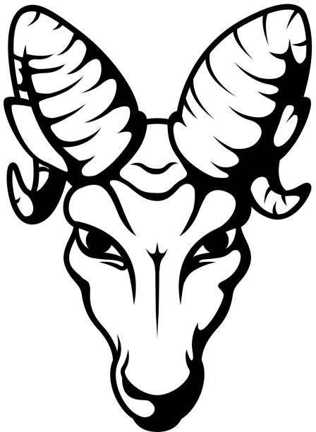 zła ram szef maskotka tatuaż - goat shaggy animal mammal stock illustrations