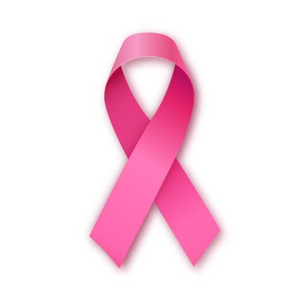 istock Bright realistic pink ribbon icon, breast cancer awareness symbol 491545978