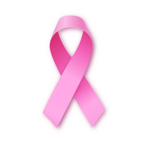 istock Light realistic pink ribbon icon, breast cancer awareness symbol 491546026