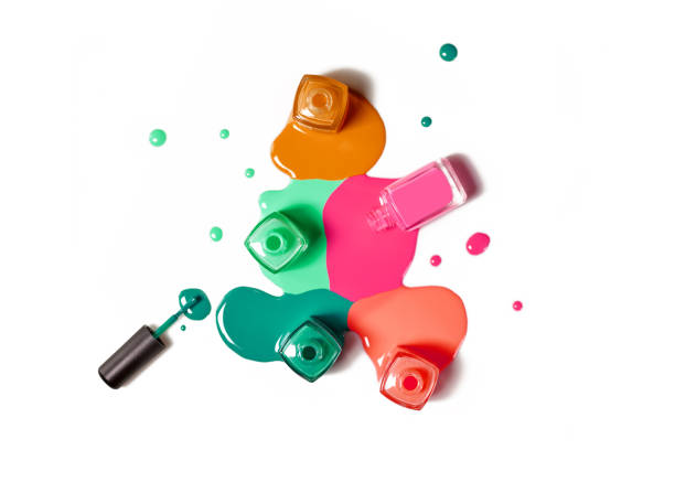 istock Nail Polish splatter on white background 491557156