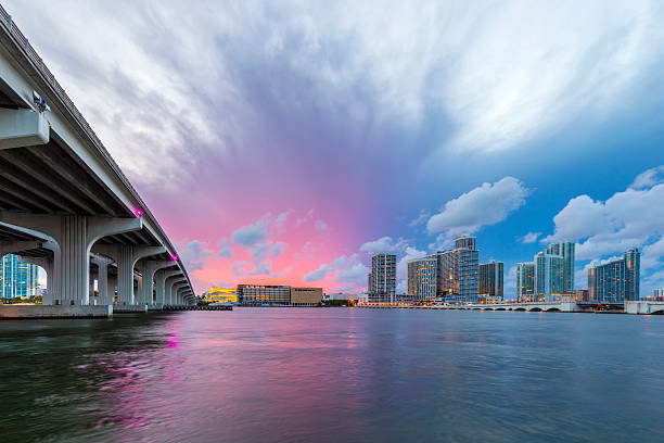 istock Miami city skyline panorama at dusk 491561782