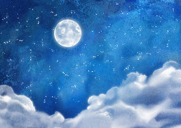 ilustraciones, imágenes clip art, dibujos animados e iconos de stock de acuarela nubes de noche - watercolor painting backgrounds abstract textured effect