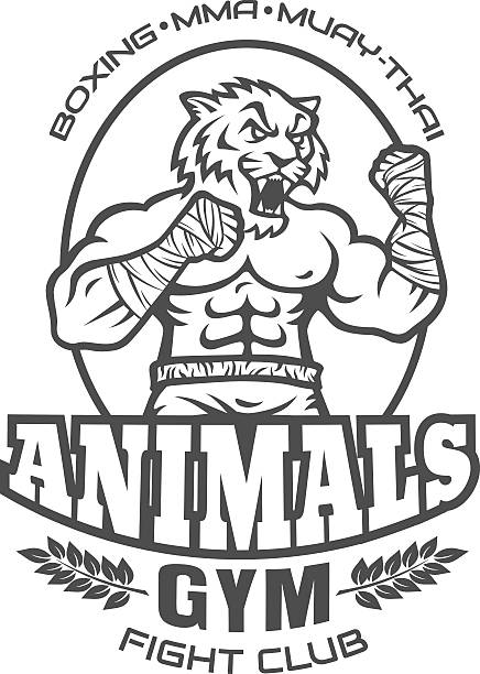 ilustrações, clipart, desenhos animados e ícones de logotipo do clube de esporte de combate - wrestling human muscle muscular build strength