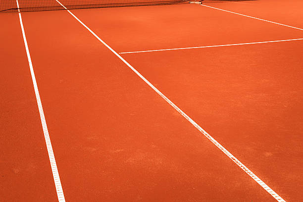 tennis court detail this is a clay tennis court like it is used in Roland Garros torunament in Paris clay court stock pictures, royalty-free photos & images