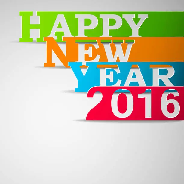 Vector illustration of Paper strips with HAPPY NEW YEAR 2016 text