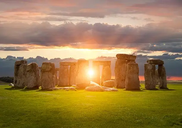 Stonehenge at sunset, Wiltshire, England.