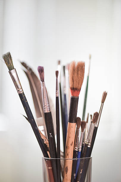 istock Paint brushes in the pot all kinds of brushes 491602428