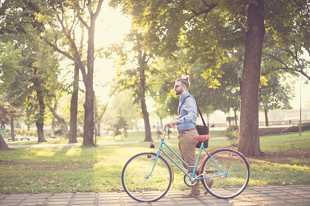 istock off to work on a bike 491602574