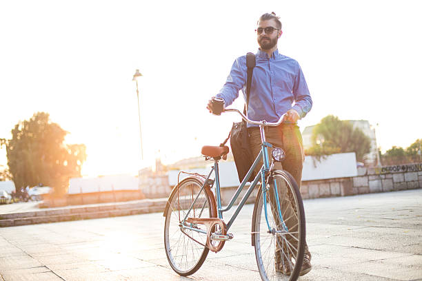 istock off to work on a bike 491605326