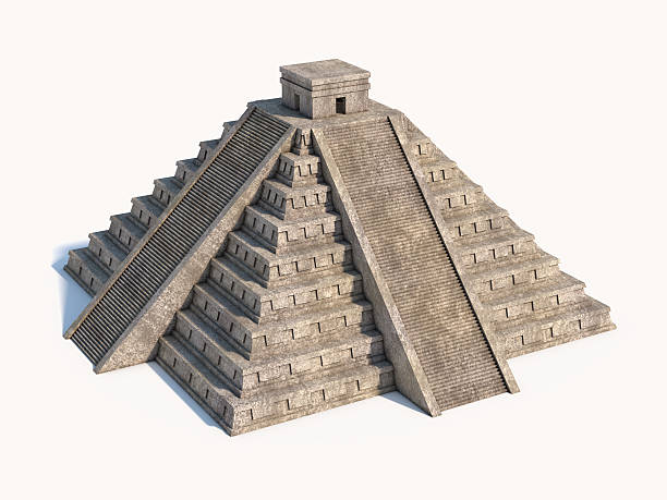 mayan pyramid изолированные на белом фоне - mayan pyramids стоковые фото и изображения